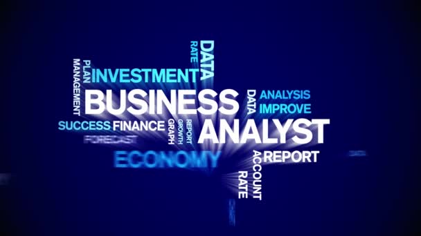 4k Business Analyst Animated Tag Word Cloud,Text Animation seamless loop. — Stock Video