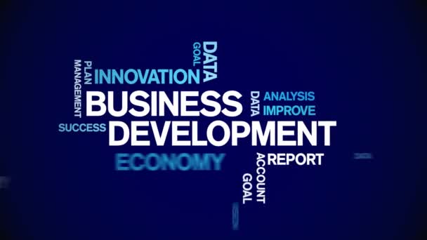 4k Business Development Animated Tag Word Cloud, Animation de texte boucle transparente. — Video