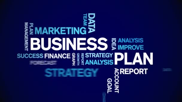 4k Business Plan Animated Tag Word Cloud, Conception d'animation texte boucle transparente. — Video