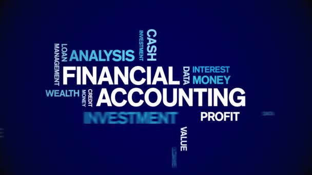 4k Financial Accounting Animated Tag Word Cloud, animacja tekstowa płynna pętla. — Wideo stockowe