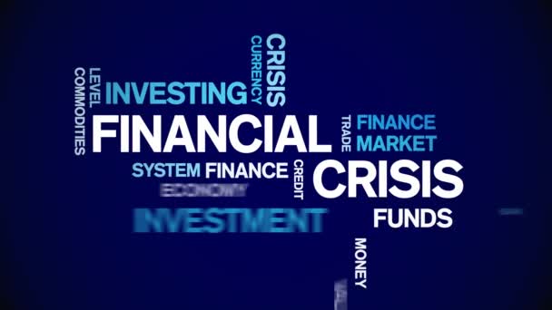 4k Crise Financeira Animada Tag Word Cloud, Design de texto Animação loop sem costura — Vídeo de Stock