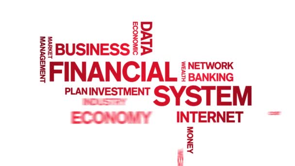 4k Financial System Animated Tag Word Cloud, Text Design Animation bezešvé smyčky — Stock video