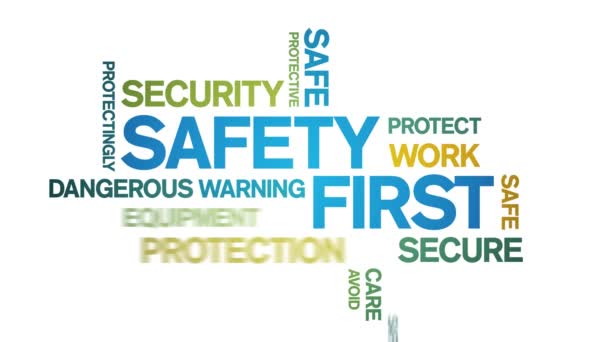 Safety First animated word cloud,design tag animation typography seamless loop. — Stock Video