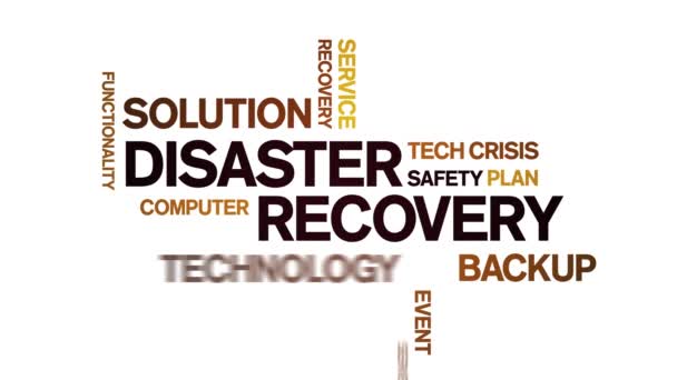 Disaster Recovery animato word cloud, progettazione animazione tipografia loop senza soluzione di continuità — Video Stock