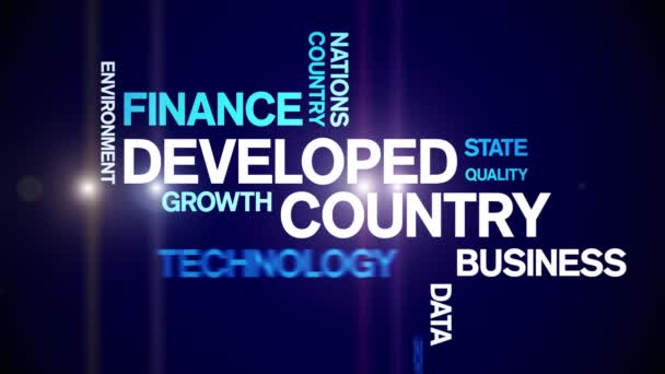 Developed Country animated word cloud,design animation typography seamless loop — Stok Video