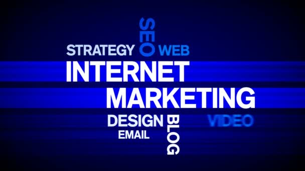 4k Internet Marketing Animé Tag Word Cloud, Animation de conception de texte. — Video