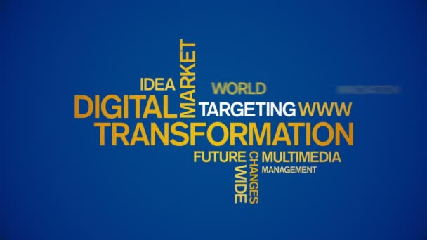 4k Digital Transformation Animated Tag Word Cloud, Animação de Design de Texto Typogra — Vídeo de Stock