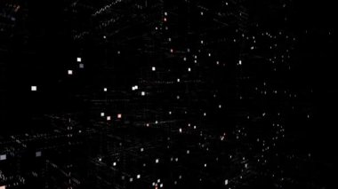 4k Büyük Veri Canlandırılmış Etiket Kelime Bulutu, Matrix ikili bilgisayar kod animasyonu.