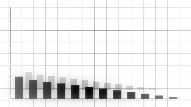 4k wykres HUD, wykres słupkowy spaść z czerwoną strzałką, Biznes cyfrowy trend. — Wideo stockowe