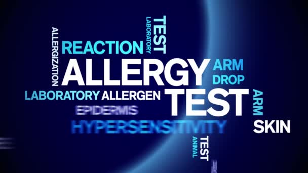 Allergietest animierte Wortwolke, Design-Animation Typografie nahtlose Schleife. — Stockvideo