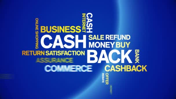 Cash Back animované slovo cloud, design animace kinetická typografie bezešvé smyčka — Stock video