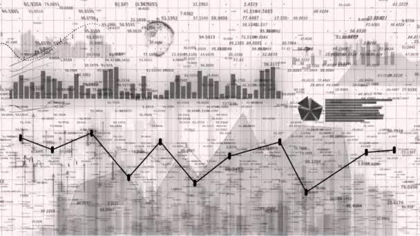 Gráfico de estoque financeiro 4K, tecnologia de negócios Gráfico hud de tendência de dados, linha de nó econômico. — Vídeo de Stock