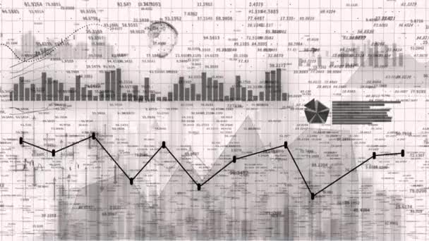 4K finanční burzovní graf, Business tech Data trend hud Graph, Economic node line. — Stock video