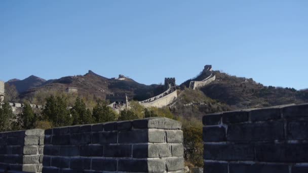 Wielki mur, Chiny starożytna architektura. — Wideo stockowe