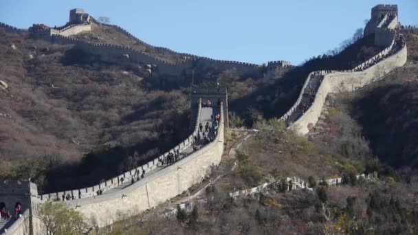 Великая стена, древняя оборонная техника Китая — стоковое видео
