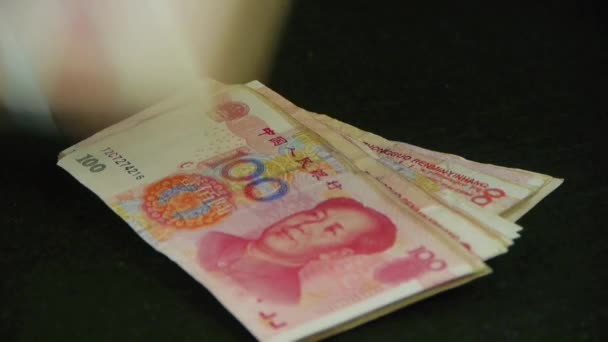 Duże sumy pieniędzy RMB.Financial Freedom.Mao Zedong lider Avatar. — Wideo stockowe