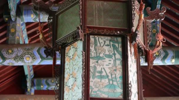 Chinese ancient building,Antique lanterns,carved-beams & painting-houses. — Stock Video