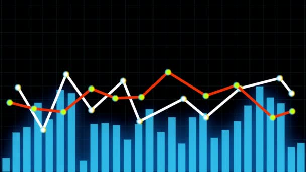 Gráfico de existencias financieras 4K, Gráfico de hud de tendencia de datos empresariales, Línea de nodo económico. — Vídeo de stock