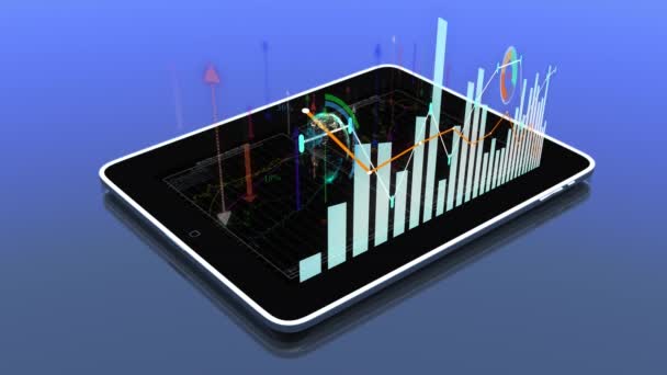 Tablette informatique 4k d'analyse marché boursier numérique — Video