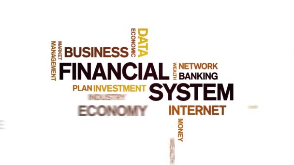 4k Financieel Systeem Geanimeerde Tag Word Cloud, Tekstontwerp Animatie naadloze lus — Stockvideo