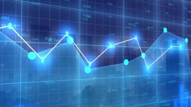 4K finans tablosu, Business Data trend hud grafiği, dijital şehir, kusursuz döngü.