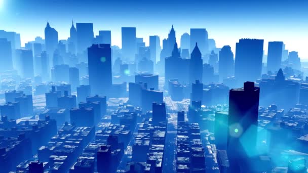 4k Aerial view of urban building,flying through NewYork,architecture silhouette — Stock Video