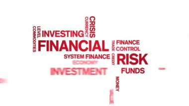 4k Finansal Risk Animasyon Sözcük Bulutu, Metin Tasarımı Kusursuz Döngü.