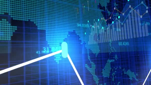 4K finansiell stockdiagram, Business tech Data trend hud Graph, Ekonomisk nod linje. — Stockvideo