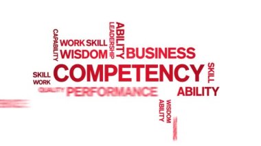 Yetkinlik canlandırılmış kelime bulutu, tasarım animasyon tipografisi kusursuz döngü.