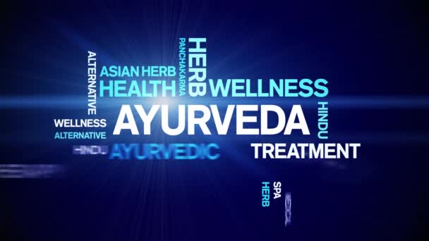 Ayurveda animasyon kelime bulutu, tasarım animasyon kinetik tipografi kusursuz döngü. — Stok video