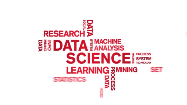 4k Data Science Animated Tag Word Cloud, Text Design Animation nahtlose Schleife. — Stockvideo