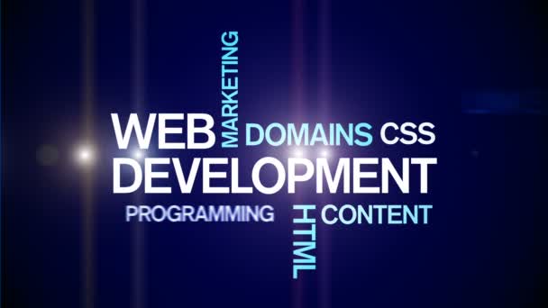 4k Web Development Animated Tag Word Cloud, Текстовий дизайн Анімація Типографія . — стокове відео
