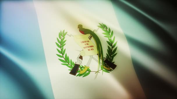 Національний прапор Гватемали зморшкуватий вітер на гватемальському безшовному фоні петлі — стокове відео