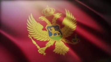 4k Karadağ Ulusal bayrağı pürüzsüz bir döngü içinde rüzgarı kırıştırdı.