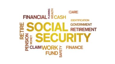 4k Sosyal Güvenlik Animasyon Kelime Bulutu, Metin Tasarım Animasyon Kinetik Tipografisi