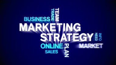 Pazarlama Stratejisi Animasyon Etiket Sözcük Bulutu, Metin Tasarımı Kusursuz Döngü.