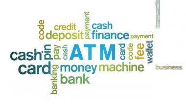 4k ATM Animasyon Sözcük Bulutu, Metin Tasarım Animasyon Tipsiz Döngü.