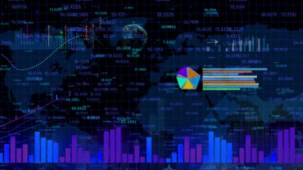 4K finanční burzovní graf, Business tech Data trend hud Graph, Economic node line. — Stock video