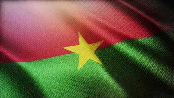 4k Burkina Faso Nationale vlag rimpels wind in naadloze lus achtergrond. — Stockvideo