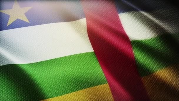 4k 중앙아프리카 공화국의 국기가 바람 이 잘 통하지 않는 배경에 주름져 있다. — 비디오