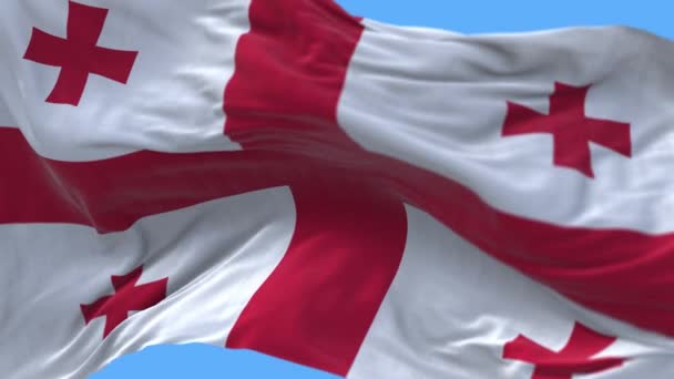 4k Georgië vlag, staat in Verenigde Staten Amerika, stof textuur lus achtergrond. — Stockvideo