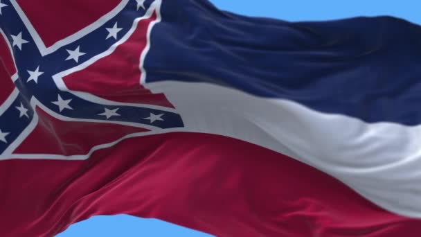 4k Mississippi zászló, Amerikai Egyesült Államok, ruha hurok háttér. — Stock videók
