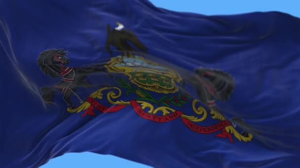 4k Pennsylvania flag,State in United States America,cloth loop background. — Stok video