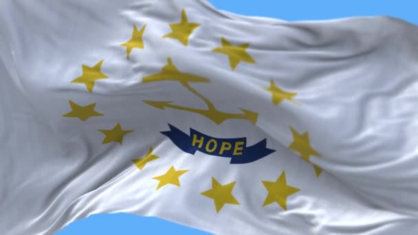 4k Rhode Island flag, State in United States America, tkanina smyčka pozadí. — Stock video