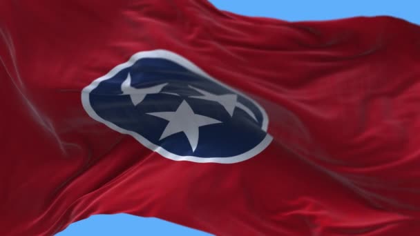 4k Tennessee flag,State in United States America,cloth texture loop background. — Stock Video