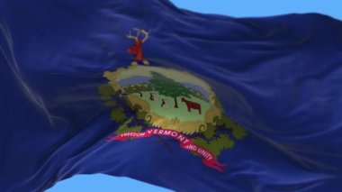 4k Vermont bayrağı, Amerika Birleşik Devletleri eyaleti, kumaş dokusu döngüsü arka planı.