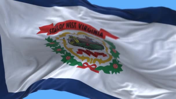 4k Bandera de Virginia Occidental, Estado en Estados Unidos, fondo de lazo de tela . — Vídeos de Stock