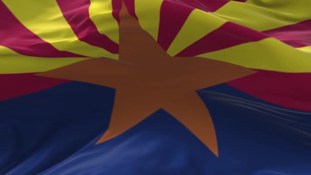 Bandera de 4k Arizona, estado en Estados Unidos, fondo de lazo de textura de tela . — Vídeos de Stock