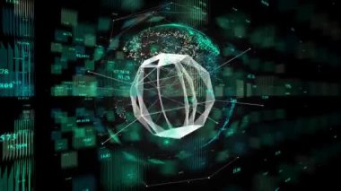 4k İş Dijital Veri Küresi, Uydu Veri İndirmesi, Ağ Gezegeni Dünya.