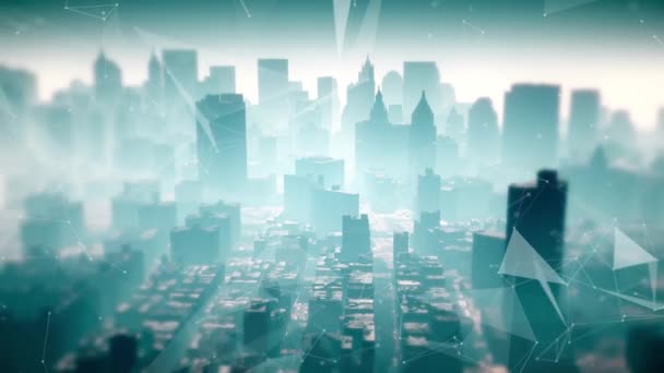 4k Big Data Digital City, Business digital.Smart ville et réseau de communication. — Video